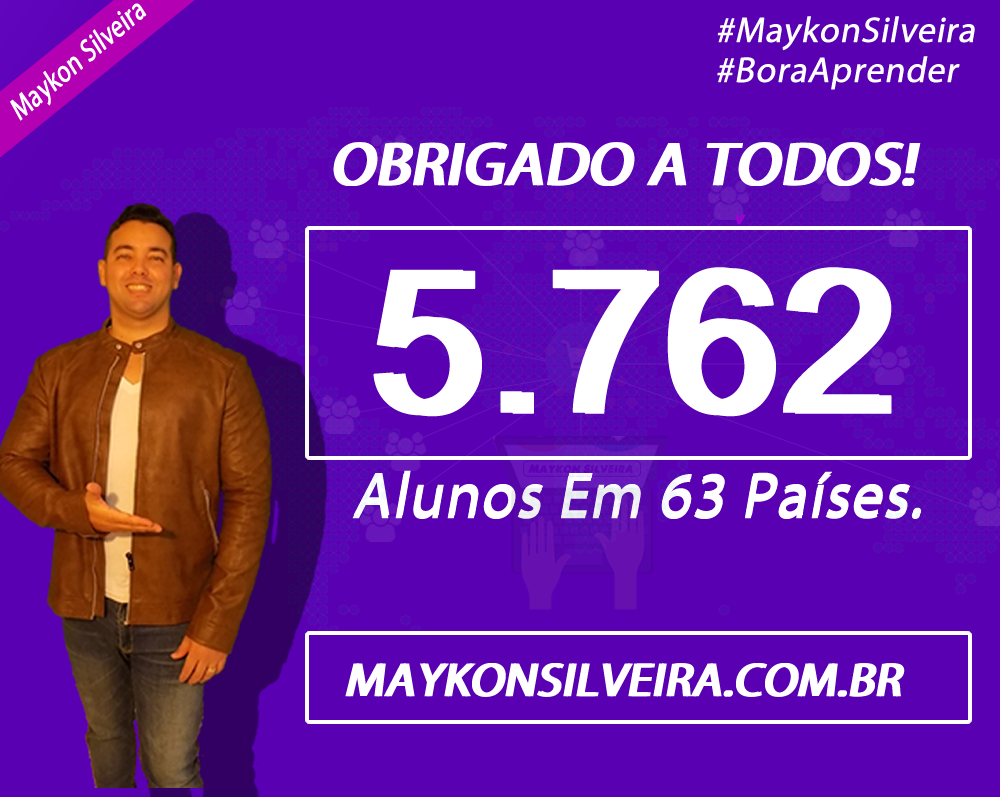 Maykon Silveira tem atualmente 5.762 alunos em 63 países em 17 idomas